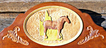 Routed timber horse sign carved 3D